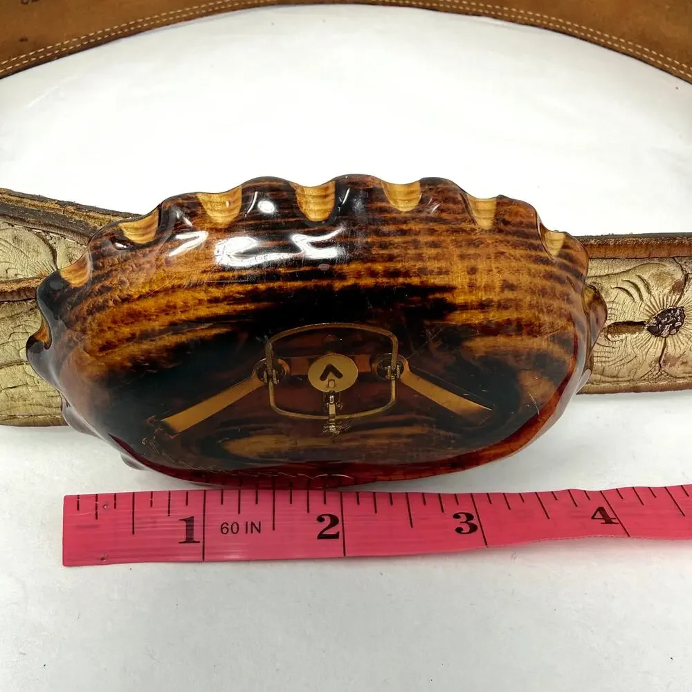 Vintage Justin Full Grain Leather Floral Belt w Resin Buckle Size 30